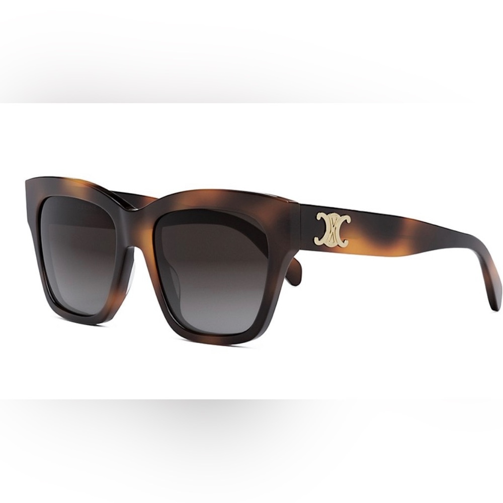 CELINE New Season! Triomphe 55M Geometric Sunglasses in Havana